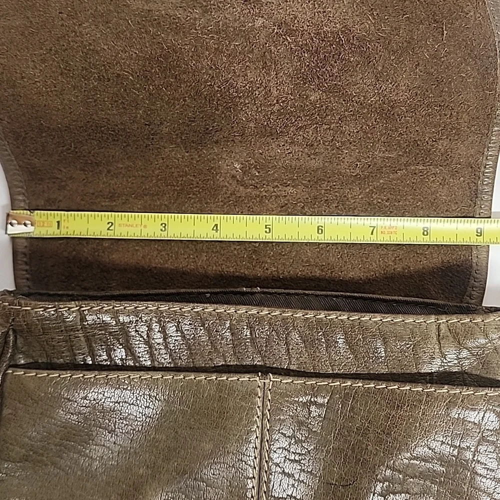 Vintage Distressed Olive Green Leather Unisex Crossbody Messenger SaddleBag